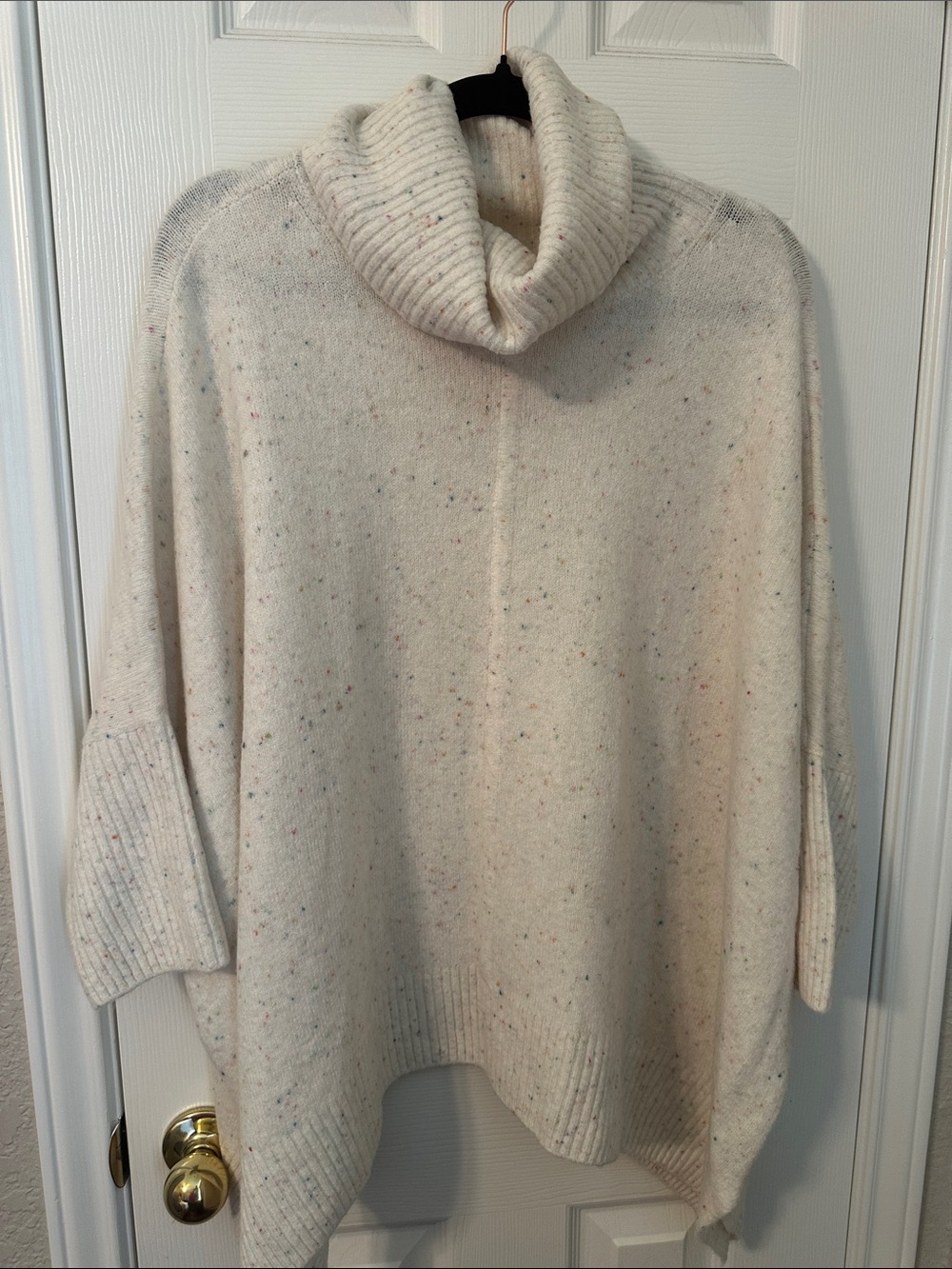 LOFT Cream Speckled Cowl Neck Sweater
